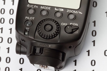 Macro shot of a flash control system of a cameraの写真素材