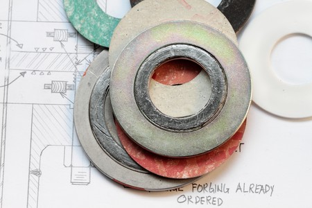 set of gaskets with calculation of flange boltings- many uses in the oil and gas industryの写真素材