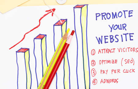 Promote your website- graph representing visitors concept