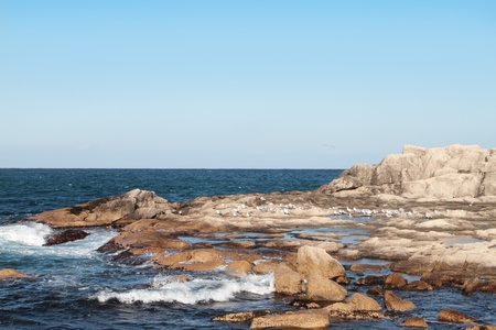 beautiful ocean, seascape, sky and water and rocksの写真素材