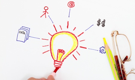 Hand sketching lamp isolated on white background の写真素材