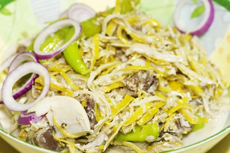 Asian vegetables on coconut milk with chiliの写真素材