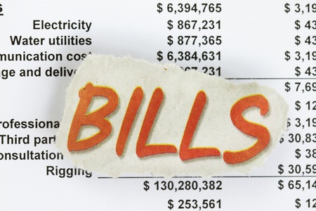 Pay bills with numbers and invoice with figures.の写真素材