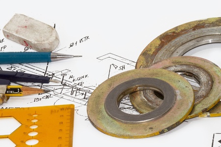 Gaskets part of the isometric piping plansの写真素材