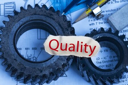 Quality cutout complete with gears and technical materials の写真素材