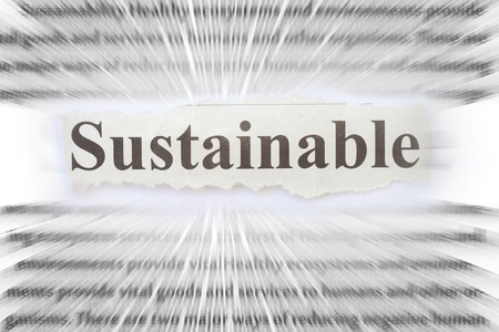 Sustainable newspaper cut out with related words background の写真素材