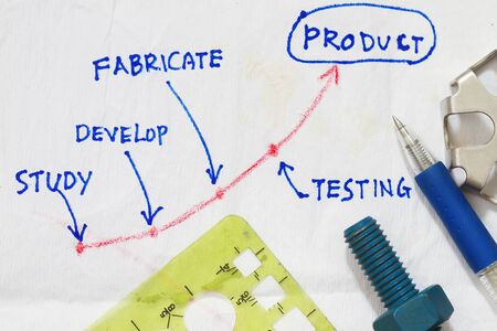 Business  diagram napkin sketch - abstract for fabrication business 
