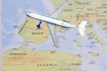 Map push pin suggesting destination Madrid ,Spain