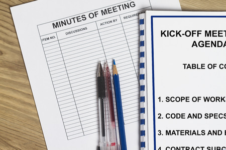 Minutes of meeting concept- with folder cover sheet.の写真素材
