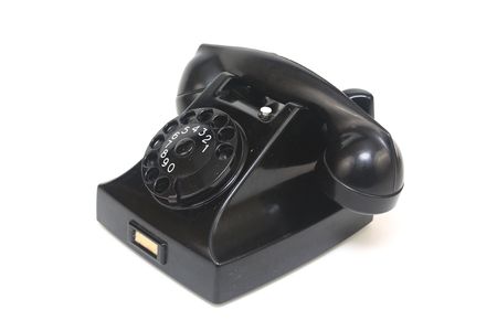 Black Antique Telephone Side Viewの写真素材