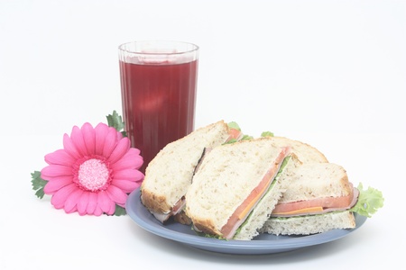 Healthy Sandwich and Juice Glass