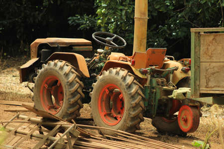 A dirty tractor on a farm in Mindo, Ecuador