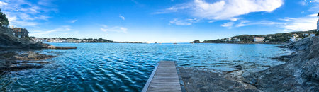 Beautiful Panoramic View of CadaquÃ©s Lakeの写真素材