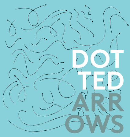 Hand drawn curved dotted arrow. Doodle art, vector element for your design. Black arrows isolated. Sketch hand drawn arrow collectionの写真素材