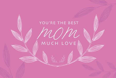 Happy mother's day layout design with flower, lettering, frame, purple color background. Vector illustration. Best mom, much love, flyer, card, invitation. Space of text.  Rのイラスト素材