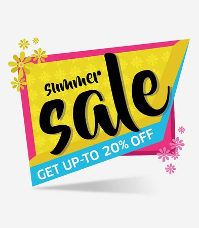 Summer Sale, special offer banner, up to 20% off. Vector illustration for website, online discount and web banners.のイラスト素材