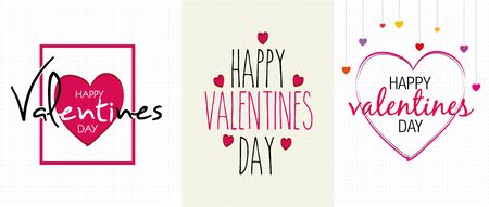 Valentines greetings, Heart shapes in pink color, different designs in vectorのイラスト素材