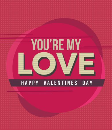 Valentines greeting card, pink color, retro look, love message.のイラスト素材