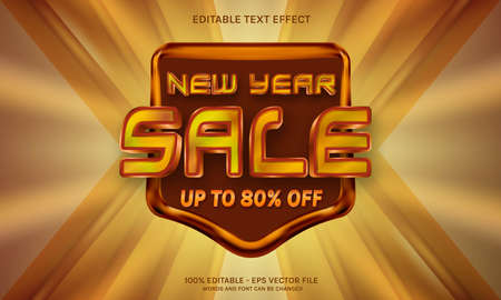 New year sale gold and brown with editable text effectのイラスト素材