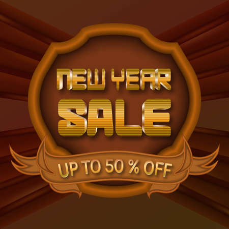 New year sale metallic gold style promotion template with editable textのイラスト素材