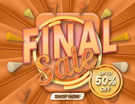 Final sale discount poster template editable text on cartoon orange backgroundのイラスト素材