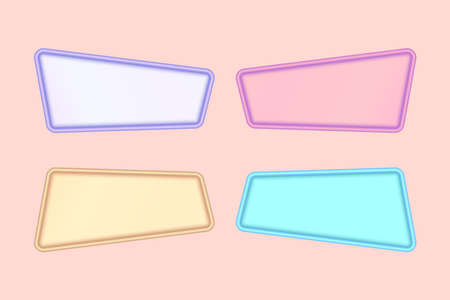 set of four vector 3d horizontal frame colorful blank text box banners for info graphic templatesのイラスト素材