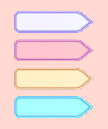 Set of four horizontal arrow templates design, text boxes, and banners frameのイラスト素材