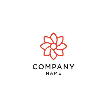 Abstract flower logo. Logo of a blooming flower movement. Vector line art icon templateのイラスト素材