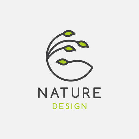 Letter G leaf line logo design templateのイラスト素材