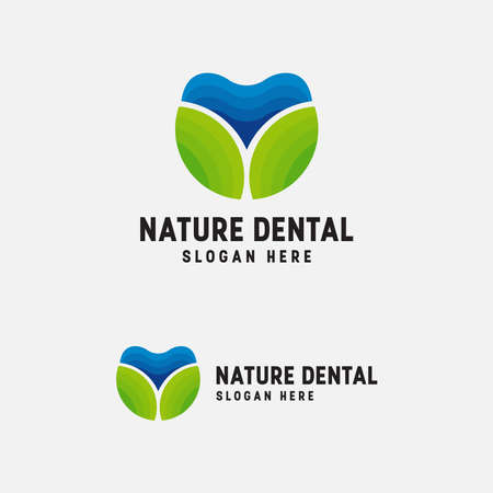 Nature dental logo. Flat style dental logo designのイラスト素材
