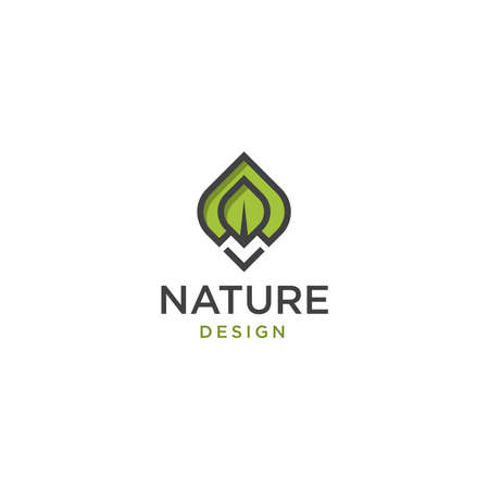 Nature logo design. Flat style nature, leaf logo for spa, cosmetic, yoga, etc.のイラスト素材