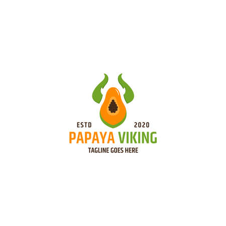 Papaya viking logo design templateのイラスト素材