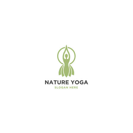 Nature yoga logo design template - vectorのイラスト素材