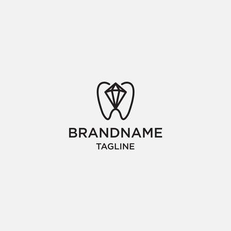 Dental diamond logo line art illustration vector template premium qualityのイラスト素材
