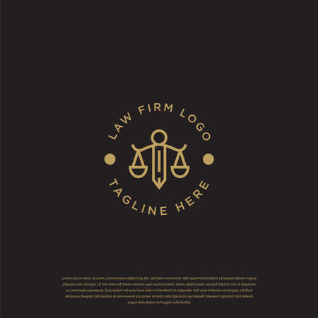 Symbol of the Law of Premium Justice. Law Firm, Law Offices, Attorney services, Luxury logo design inspiration.のイラスト素材