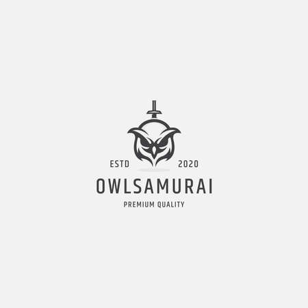 Owl samurai logo. animal logo design templateのイラスト素材