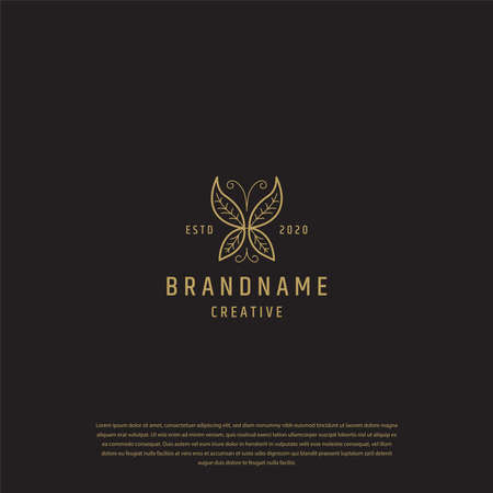 Golden butterfly logo design templateのイラスト素材