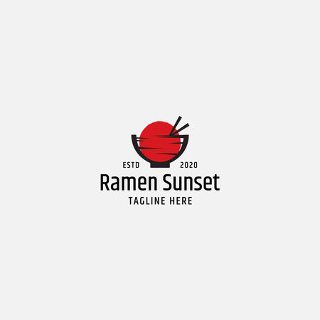 Ramen sunset logo templateのイラスト素材