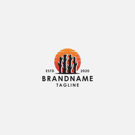 Tree sunset logo design templateのイラスト素材