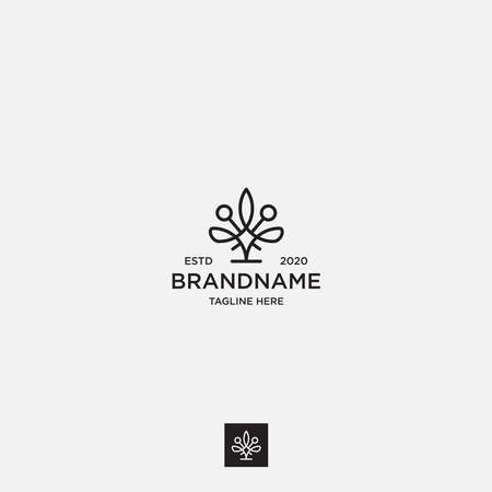 Leaf line logo. Lotus tree logo templateのイラスト素材