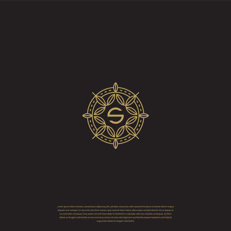 Creative, trendy, trendy, circular style sports brand black and white S letter based on initial logo icon.のイラスト素材