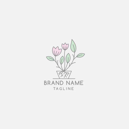 Minimalist floral logo templateのイラスト素材