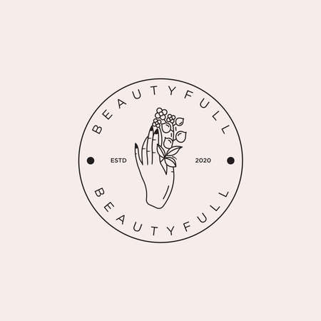 Minimalist floral logo templateのイラスト素材
