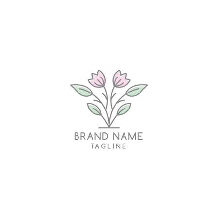 Minimalist floral logo templateのイラスト素材