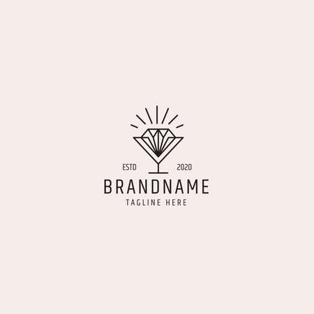 Glass diamond line logo templateのイラスト素材