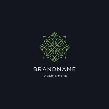 Abstract flower Logo design vector template in Linear style.のイラスト素材
