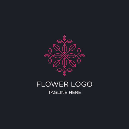 Abstract flower Logo design vector template in Linear style.のイラスト素材
