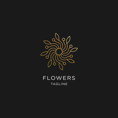 Abstract flower Logo design vector template in Linear style.のイラスト素材