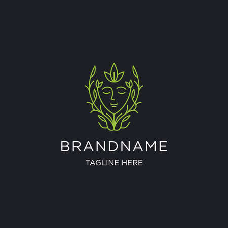 nature face woman line logo - vectorのイラスト素材