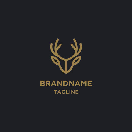 Head deer line logo design. Premium logo templateのイラスト素材